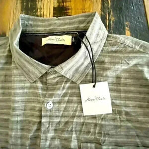 NWT HENRI COSTA Cotton Long Sleeve Shirt Charcoal Men’s Size L